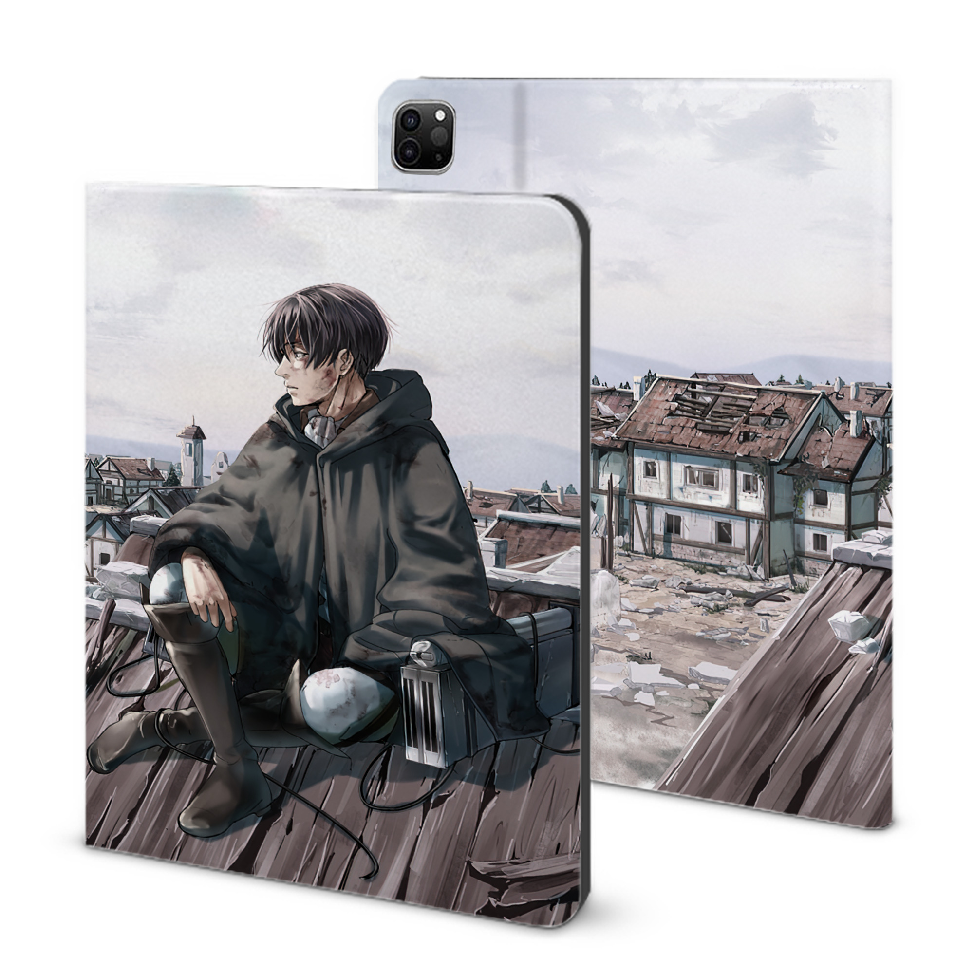 （画像用） 進撃の巨人 Attack on Titan IPad ケース ブック型 PUレザー TPU 耐衝撃 軽量 薄型 ペン収納なし 全面保護 IPad 各モデル対応